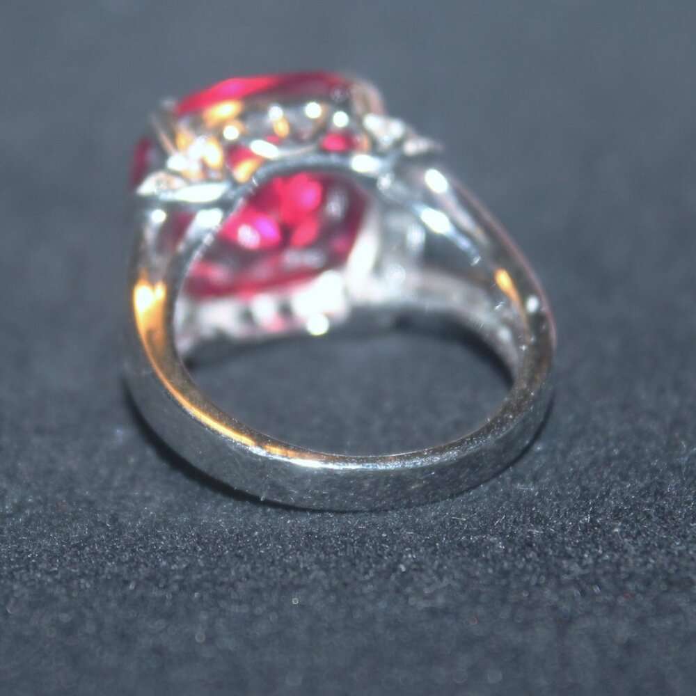 925 Sterling Huge Ruby Double Shank Designer Stat… - image 4
